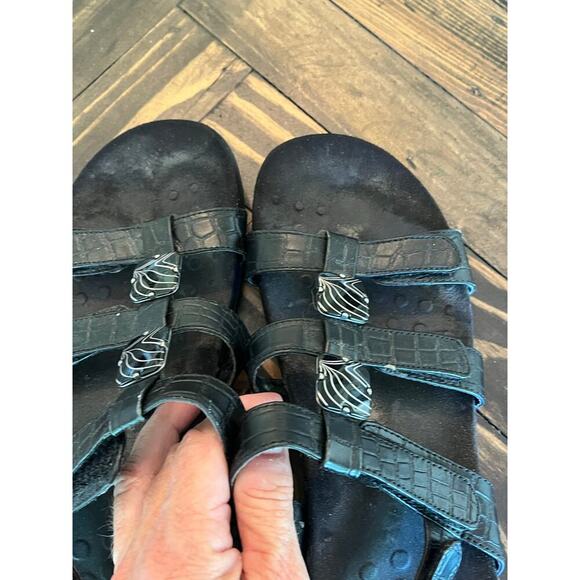 Vionic Sandals Women 8 Black Leather Orthotic Comfort Walking Travel Summer Shoe - Picture 6 of 9